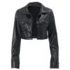WPNAKS Women Crop Leather Jacket Spring Autumn Clothes Solid Color Casual Long Sleeve Button Down Jacket Outwear Streetwear
