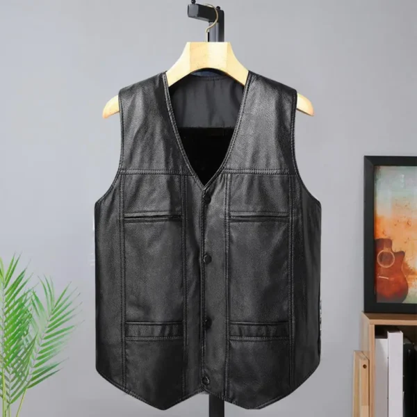 Stylish Men Waistcoat Male Sleeveless Jacket Solid Color Plush Lining Buttons Vest Coldproof