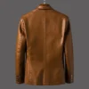 Men Jacket Stylish Men's Lapel Faux Leather Jacket with Pockets Long Sleeve Single Breasted Outwear for A Loose Fit for Everyday