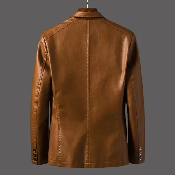 Men Jacket Stylish Men's Lapel Faux Leather Jacket with Pockets Long Sleeve Single Breasted Outwear for A Loose Fit for Everyday