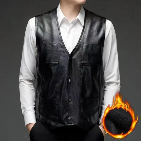 Stylish Men Waistcoat Male Sleeveless Jacket Solid Color Plush Lining Buttons Vest Coldproof