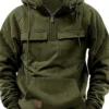 Autumn Winter New Men's Hooded Solid Color Youth Sports Multi Pocket Patch Leather Hoodie Jacket for Men