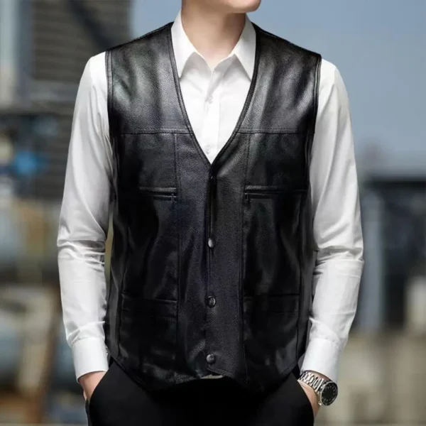 Stylish Men Waistcoat Male Sleeveless Jacket Solid Color Plush Lining Buttons Vest Coldproof