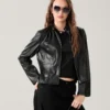 Women's Faux Leather Jacket Slim Moto Biker Jacket Outerwear Long Sleeve Zipper Short Jacket Fashion Streetwear