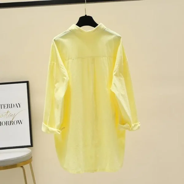 Embroidered Pure Cotton Shirt Women's New Long Sleeved Spring Jacket Front Short Back Long Casual Shirt Loose Top
