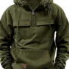Autumn Winter New Men's Hooded Solid Color Youth Sports Multi Pocket Patch Leather Hoodie Jacket for Men