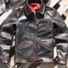 Vintage Slim Fit Mens Genuine Leather Punk Jacket Turndown Collar High Quality Horsehide Streetwear Moto Biker Short Coat Male