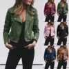 Women Zipper Short Coat Autumn Winter Fashion Elegant Temperament Casual Versatile Women Clothing Popular Top Leather Jackets