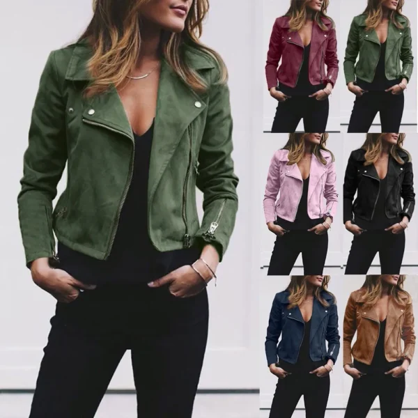 Women Zipper Short Coat Autumn Winter Fashion Elegant Temperament Casual Versatile Women Clothing Popular Top Leather Jackets
