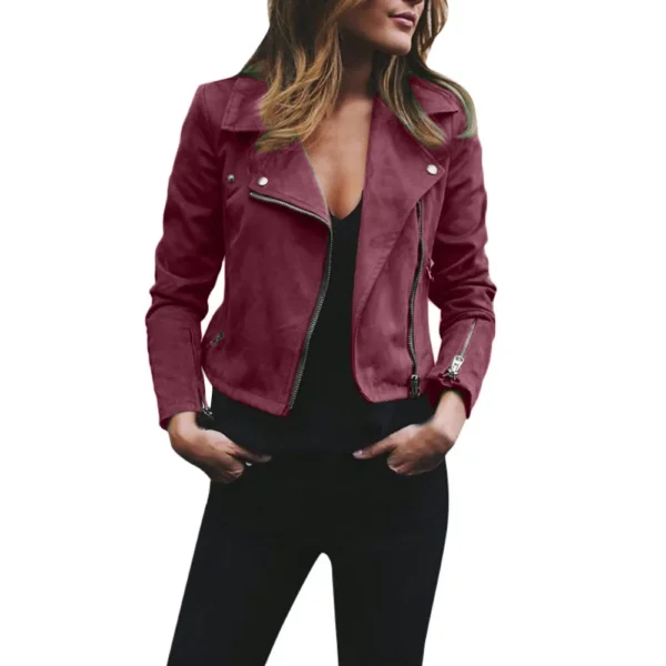 Women Zipper Short Coat Autumn Winter Fashion Elegant Temperament Casual Versatile Women Clothing Popular Top Leather Jackets