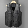 Stylish Men Waistcoat Male Sleeveless Jacket Solid Color Plush Lining Buttons Vest Coldproof