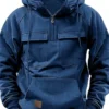 Autumn Winter New Men's Hooded Solid Color Youth Sports Multi Pocket Patch Leather Hoodie Jacket for Men