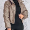 Winter Jacket Women's 2024 Casual Basic Fashion New In Coat Pu Leather Stand Up Collar Snap Zipper Windproof Warm Down Jacket