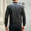 Soft Warm Men Jacket Regular Fit Men Jacket Stylish Men's Faux Leather Jacket Warm Stand Collar Zipper Pockets for Autumn